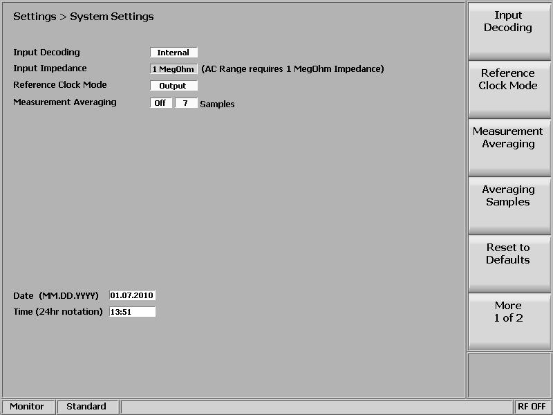 3.2.9.2 System Settings The R8000 has various hardware control related settings that are accessed in the Systems Settings submenu.