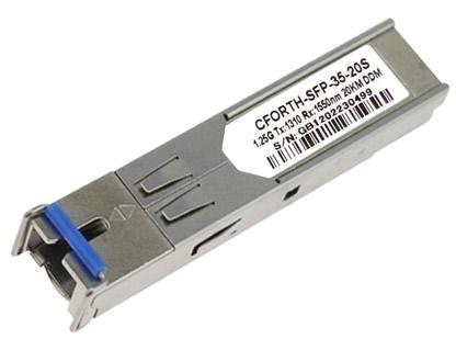 1.25Gbps SFP Bi-Directional Transceiver, 20km Reach 1310nm TX / 1550 nm RX CFORTH-SFP-35-20S Features Dual data-rate of 1.25Gbps/1.