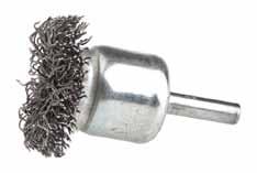Removes rust, scale, paint, etc. in hard-to-reach places. Made from tempered steel. For use with any 1/4 (6.35mm) diameter high RPM die grinder.