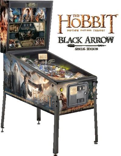 Bronze Powder Coated body armor and legs The Hobbit movie scene cabinet art (can be upgraded to RADCals) JJP coin door with headphone jack and external volume control Invisiglass, Shaker Motor, and