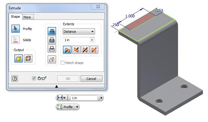 32 Add a Dimension Before we extrude the sketch, we need to right click on the graphical display and on the menu; we choose the Finish 2D Sketch button. Figure 5.
