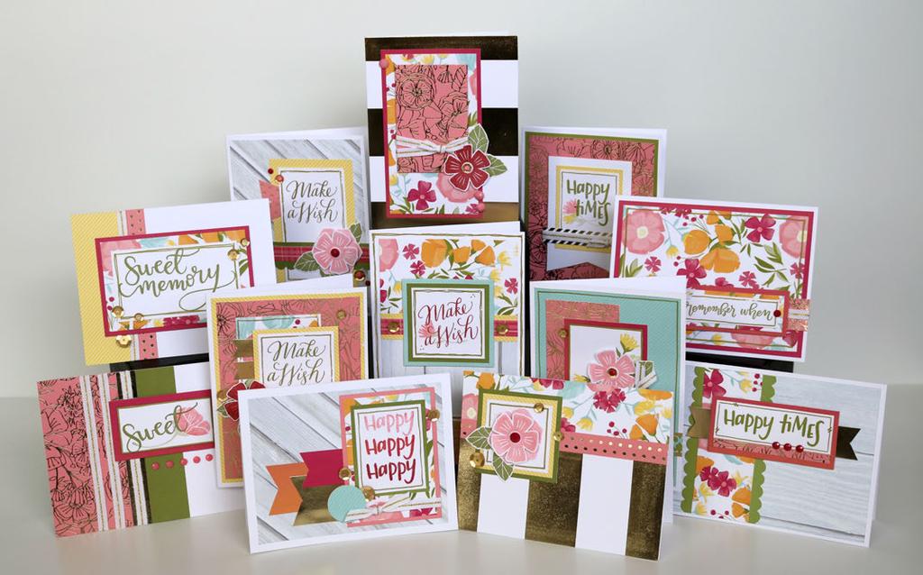 This Happy Times Card Workshop makes 12 cards from 1/2 of a Paper Packet.