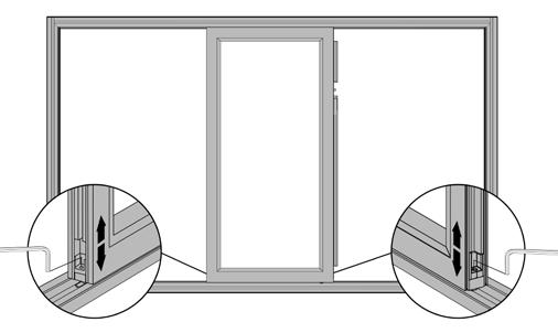 Adjusting Reveals for Sliding Panels 15 Use the reveal adjusters located on both sides of the sliding panel to adjust your reveals; the top-to-bottom alignment of the door panels.