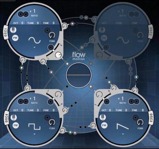Controls Flow Screen Flow Motion consists of four oscillators connected to each other by the interconnected FM matrix.
