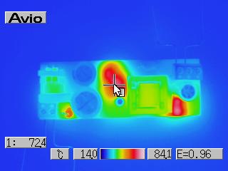 Thermal map of the board at 305 V AC on the input - left bottom