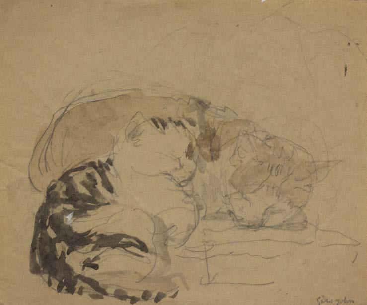 1904-1908 pencil and gouache on paper, studio stamp 6¼ x 7½ inches, 16.