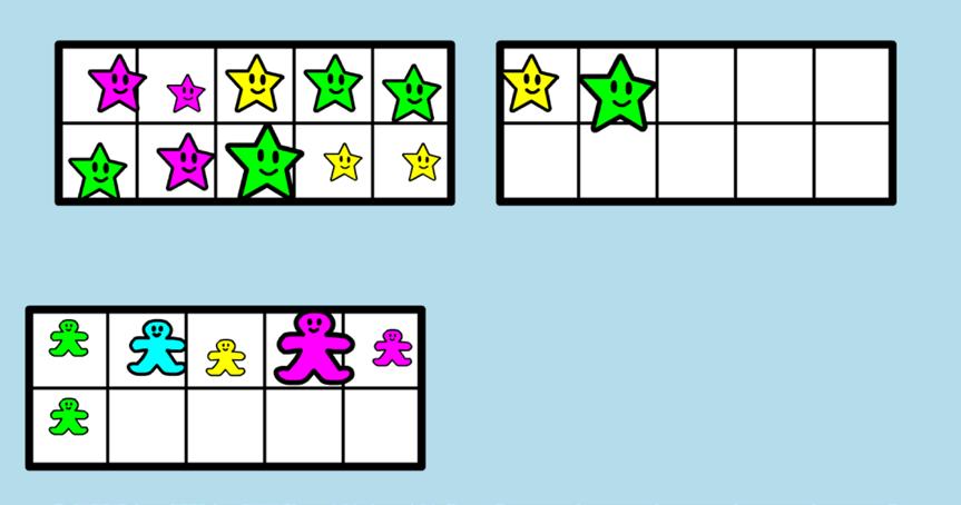 The players group the objects by shape. 4. Players count the number of objects in each group. 5. Players compare the quantity in each group.