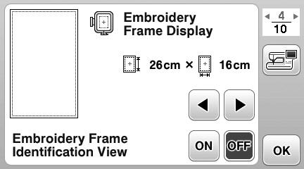 LCD Opertion Emroidery settings Pge 4 Pge 5 Pge 6 C F A D E G H B I A B C D E F G H I Selet the emroidery frme to e used nd displyed s guide.