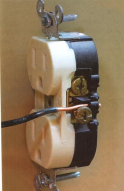 Installing wires on a Receptacle Strip approximately 1 off the hot and