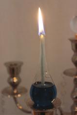 Glass Candles Corked to fit into a candelabra holder.