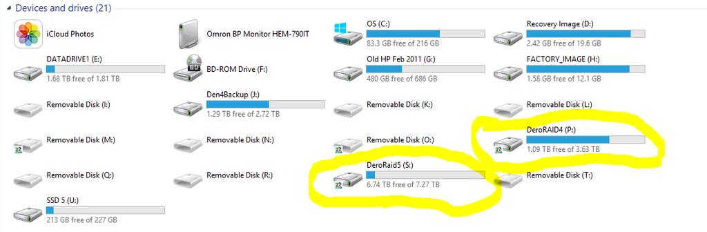 USB Drives How many terabytes of storage are you using? I use 3.07 TB across two RAID drives.
