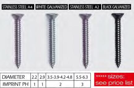 Tapping screws countersunk head cross UNI 6955. DIN 798.