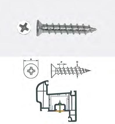 TSPG tapping screws for PVC - To restore hardware hardware and meetings Screws specific welt total with special countersunk head slightly radial, specially designed for the restoration of the