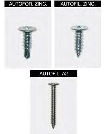 and tapping Material galvanized steel and white steel A. Ideal for attaching accessories in aluminum frames. Also ideal for plastic gutters, since the advantage of the ultra head lowered.