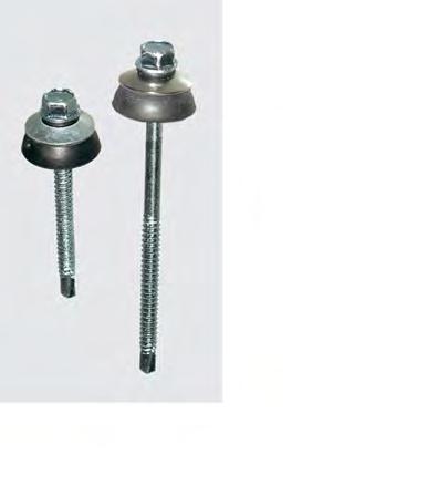 Drilling screws with hexagonal rubber washer, roofing Material galvanized steel white. Self drilling.