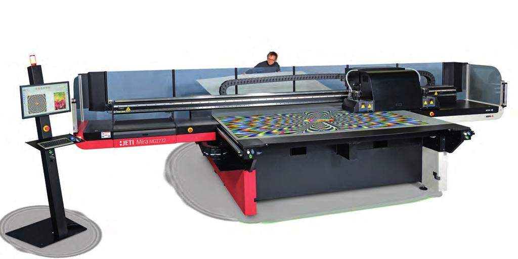 A versatile printing solution The Jeti Mira is a true flatbed printer, ruggedly built and available in two table versions.