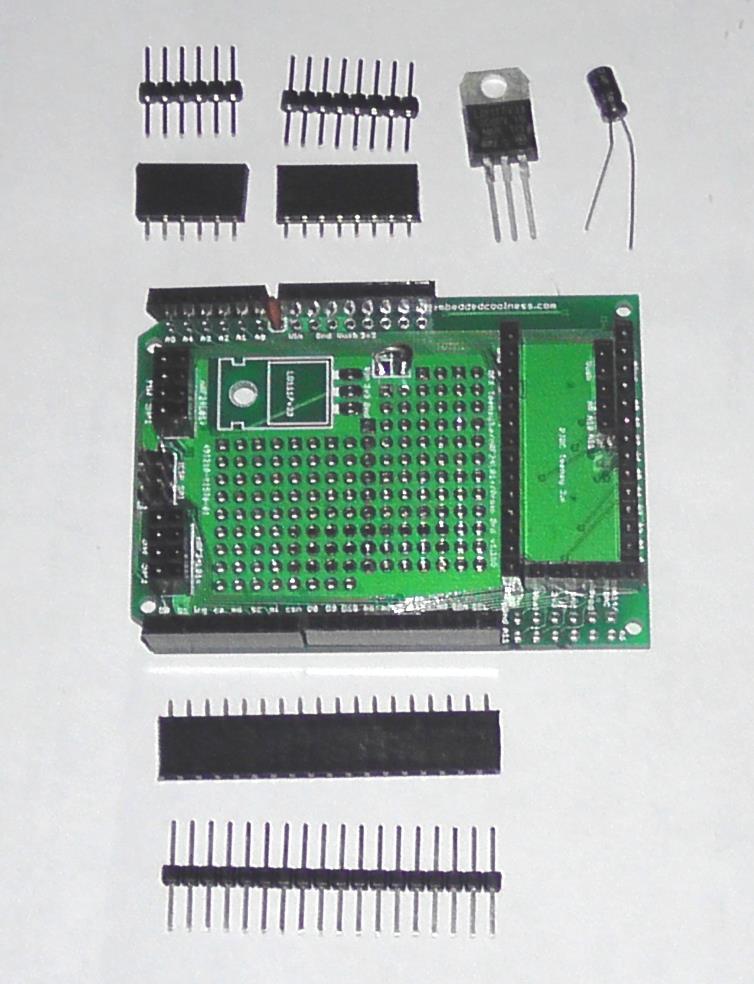 The photo below shows cut pieces sitting in position on PCB, not yet soldered in. (Note: original version of board is shown below).