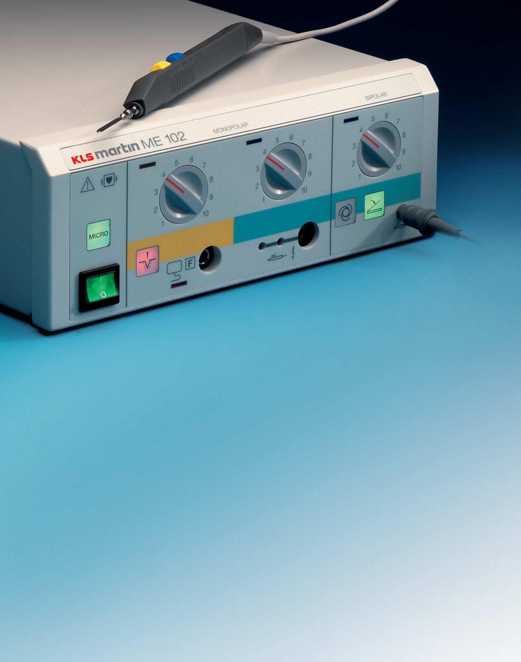 The KLS Martin ME 102 is a 100-W class, universally applicable HF electrosurgical unit with excellent cutting and