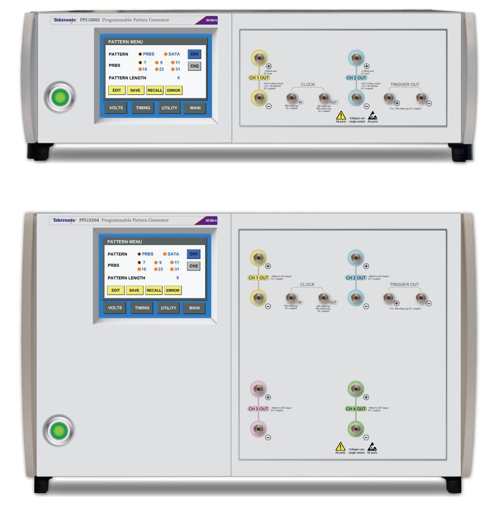 16 Gb/s, 30 Gb/s Gb/s, and 32 Gb/s Programmable PatternPro Pattern Generator PPG PPG1600, PPG3000, and PPG3200 Series Datasheet Key features Available with 1, 2, or 4 output channels of 30 Gb/s 16,