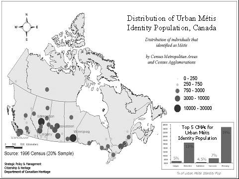 92 / Part Two: Demography and Well-Being The self-identification at the Census Sub-division level illustrates that this population is more Prairie-centric with only six of the top twenty CSDs located