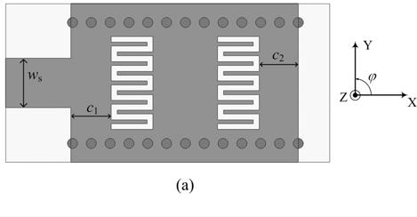 Figure 4.2 Structure of the two-stage CRLH SIW slot antenna with (a) open-ended boundaries, and (b) short-ended boundaries. Figure 4.2 shows the antenna configurations consisting of two elements.