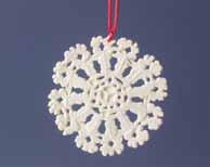 3"W, 1½"H #52338 Snowflake Ornament Intricately hand carved in porcelain to celebrate the season. What a very special gift.