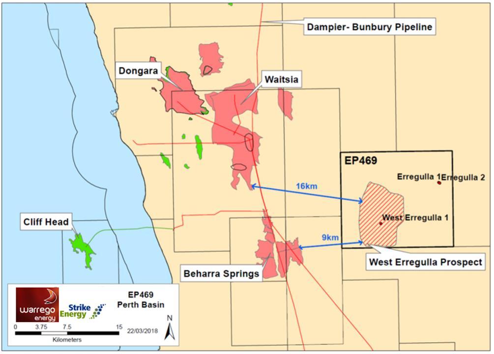 and a potential world class asset $11m farm-in by Strike Energy Ltd for 50% of EP469 signed in June 2018 West-Erregulla 2 well scheduled to commence drilling during H1 2019 to test 3 horizons
