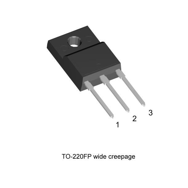 25 mm between the pins Applications Switching applications LLC converters, resonant converters Figure 1: Internal schematic diagram G(1) D(2) Description This device is an N-channel Power MOSFET