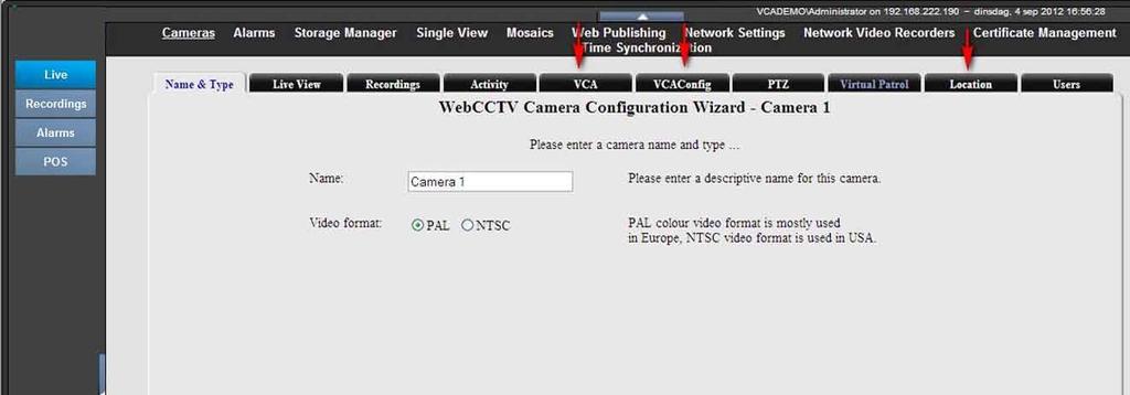 VCA Installation and Configuration manual 5 Camera Wizard with VCA tabs You can check if VCA license is activated on your WebCCTV.