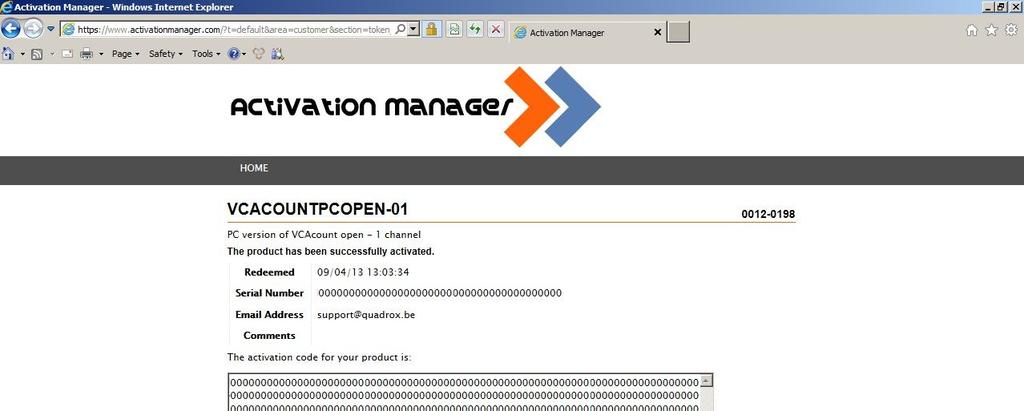 Copy all symbols of it: Activation Manager VCA License generation page 11.