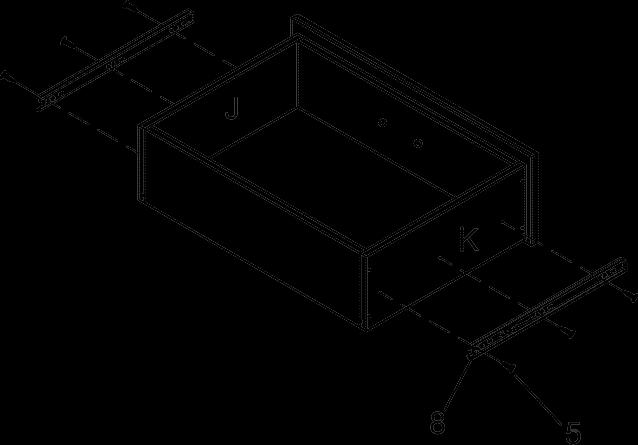Use four Screws (6) to attach the Drawer Back (L) to the Drawer Sides.