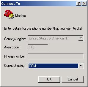 ir1200 Modem 6 Select the appropriate communication port (typically COM1)