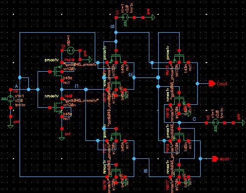 Figure. 2.One bit Full adder IV. THE PROPOSED 10T FULL ADDER The circuit of 10T Adder is a one-bit full adder core has three inputs (A, B, and carry in Ci) and two outputs (sum S and carry out Co).