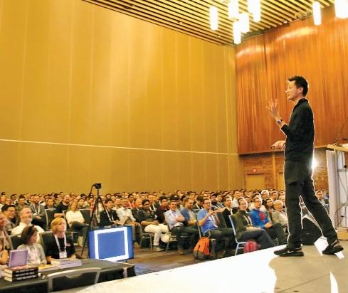 Figure 4. Participants listen to Jorge Cham, author of PHD Comics, presenting his thought-provoking and humorous special talk The Science Gap. Figure 6.