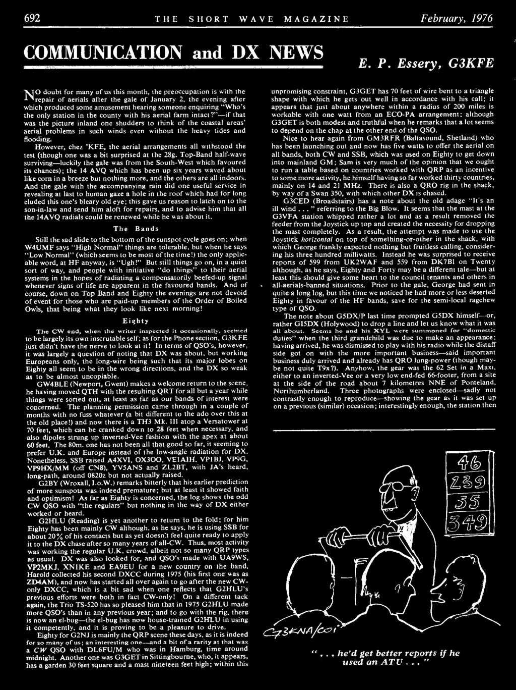 692 THE SHRT WAVE MAGAZINE February, 1976 CMMUNICATIN and DX NEWS E. P.