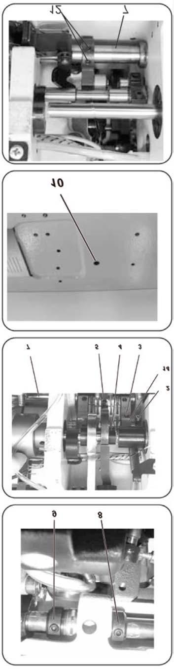 17.2 Setting position of feed dog Adjust the position of feed dog in the needle plate groove Loosen the screws (5),(8),(9),(12), move the shaft of feed left and right to keep the feed dog in the
