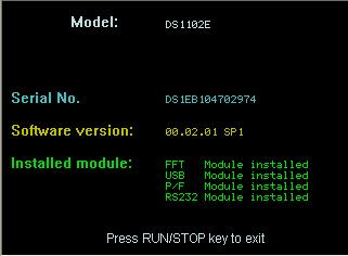 System Information System information can help users to query the instrument model, serial number, software version, installed module