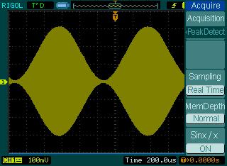 in a live status; when acquisition is stopped, frozen waveform will be displayed, the
