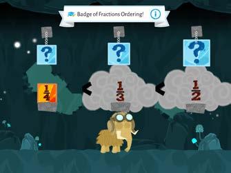Fractions ordering BROWN TAB Compare fractions successfully By associating the different sized ice blocks to fractions, the player places the