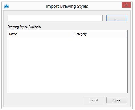 Figure 15: Import drawing style dialog box 2. Click. 3. From the Import dialog box, select the.mdb file with the drawing style to import.