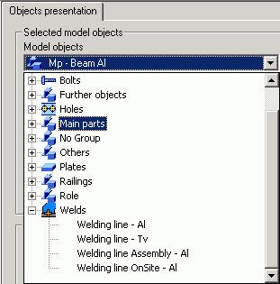 Setting the view geometric restrictions for the selected model objects Model objects are selected in the Selected model objects area.