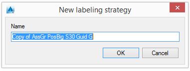 4. Click. 5. Select the.bmp file that contains the new icon for the selected group. Copying a labeling strategy 1. Select the labeling strategy to be used as template. 2. Click Copy. 3.