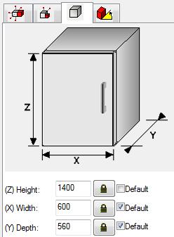 Cabinets\ Cabinet height 1910mm. 5 6 5. Insert the tall cabinet with a distance of 19 mm. There a vertical panel is inserted later as well. 6. Modify the sample dimension of the article via the tab dimension.