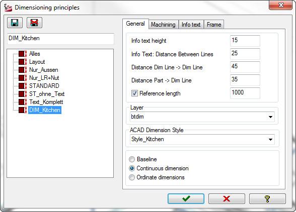 A dimension style can be allocated to a dimensioning principle. Open the dialog dimensioning principles via the group tools. 1.