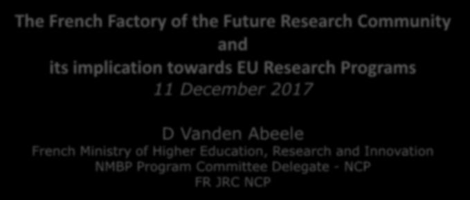 Vanden Abeele French Ministry of Higher Education, Research
