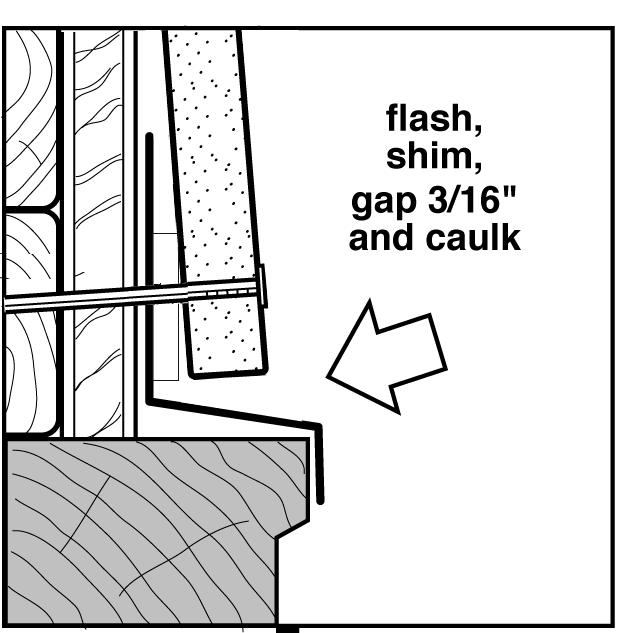 Over Openings Ensure complete paint coverage of the drip edge Flash, shim, & gap 3/8 in.