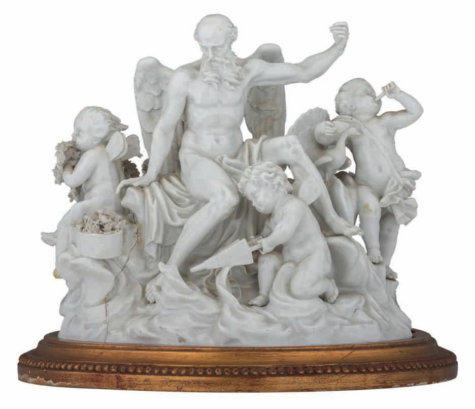 142 LOT 692 An 18thC Meissen porcelain group depicting Chronos (the time) surrounded by