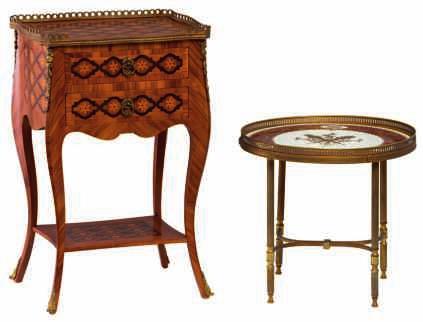 Victorian sculpted and gilt wood jardiniere on stand, H 86,5 - W 74,5 - D 42 cm 200-300 A small 20thC marquetry LXV-style cabinet, H