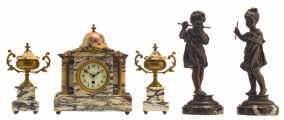 LOT 814 LOT 815 A French neoclassical gilt bronze second quarter of the 19thC mantel clock with on top a