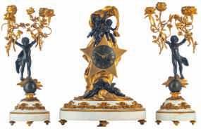 LOT 830 LOT 831 A pair of Belle Epoque candelabras, patinated and gilt bronze on a